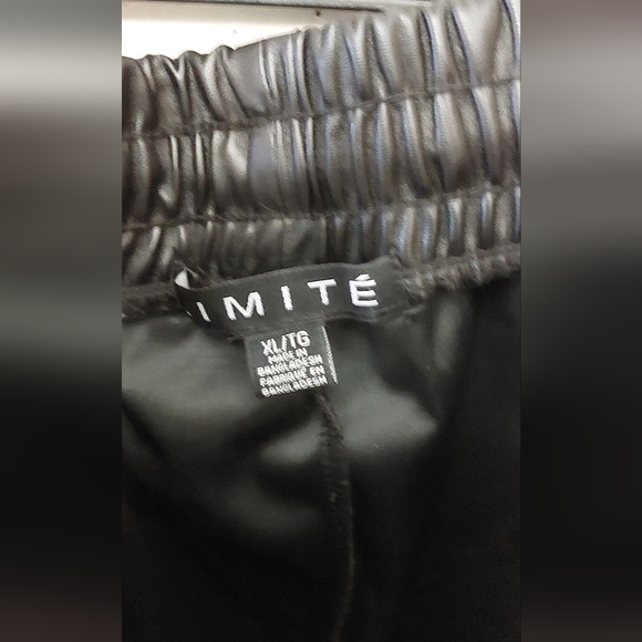 Black Faux Leather Cargo Joggers-Pants - Picture 2 of 9